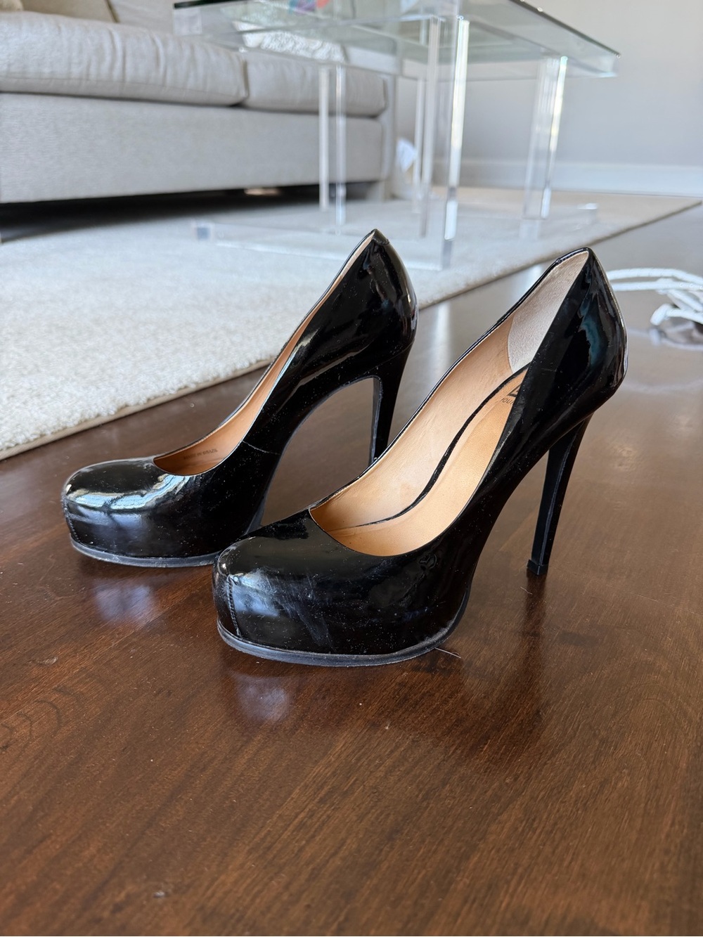 Pour La Victoire Black Patent Platform Stiletto Pumps